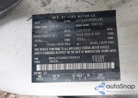 2011 Ford Transit Connect Xl from USA, damaged, VIN NM0LS7AN6BT058624